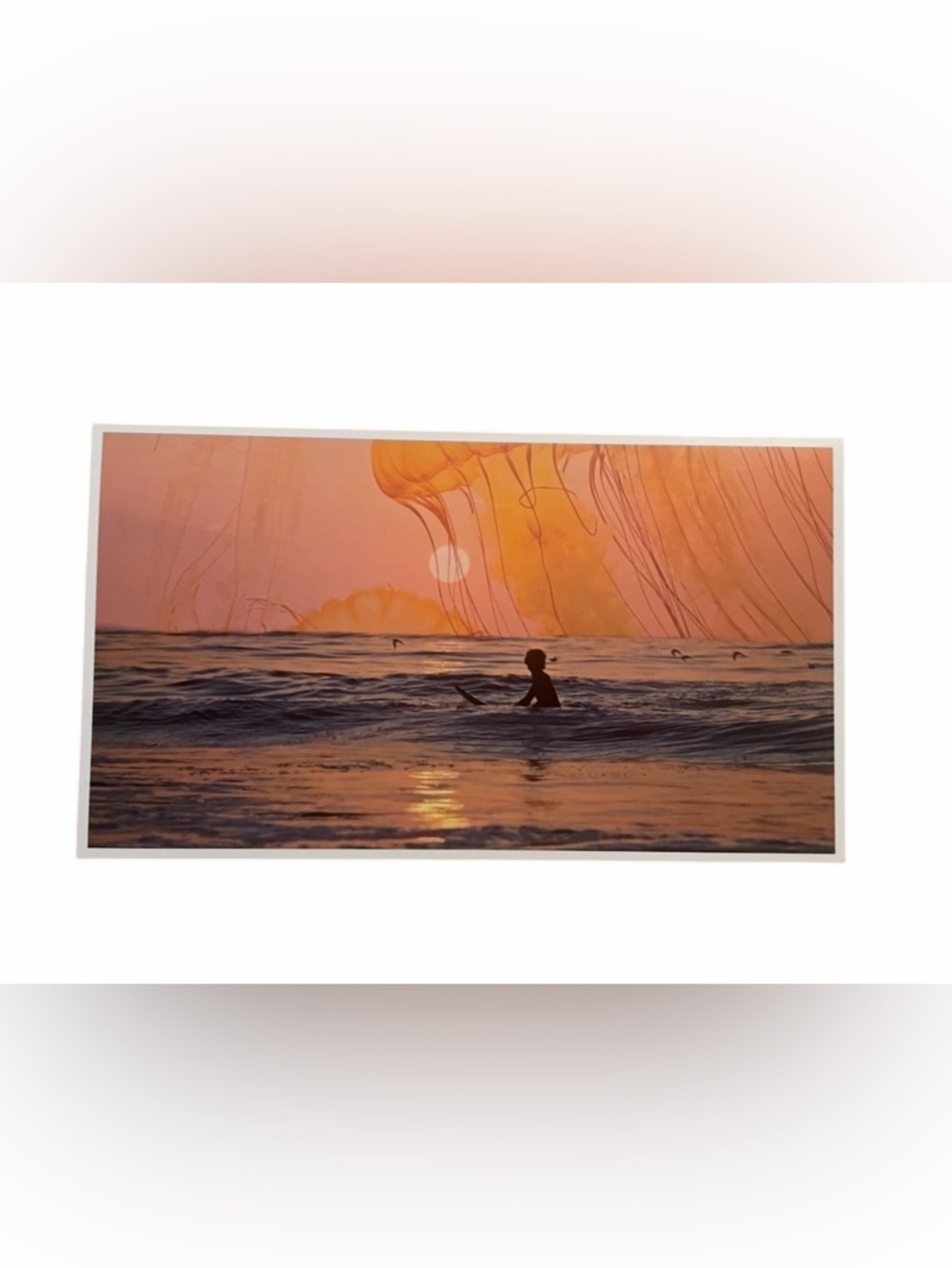 ✨3x$18✨ Sunset Surfer Wall Art - Orange Pink Ocean Print